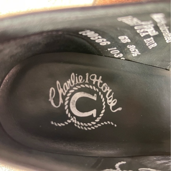 CHARLIE 1 HORSE Brazilian  Western Black Leather Ankle Boot Mules Size 6 - Picture 10 of 14